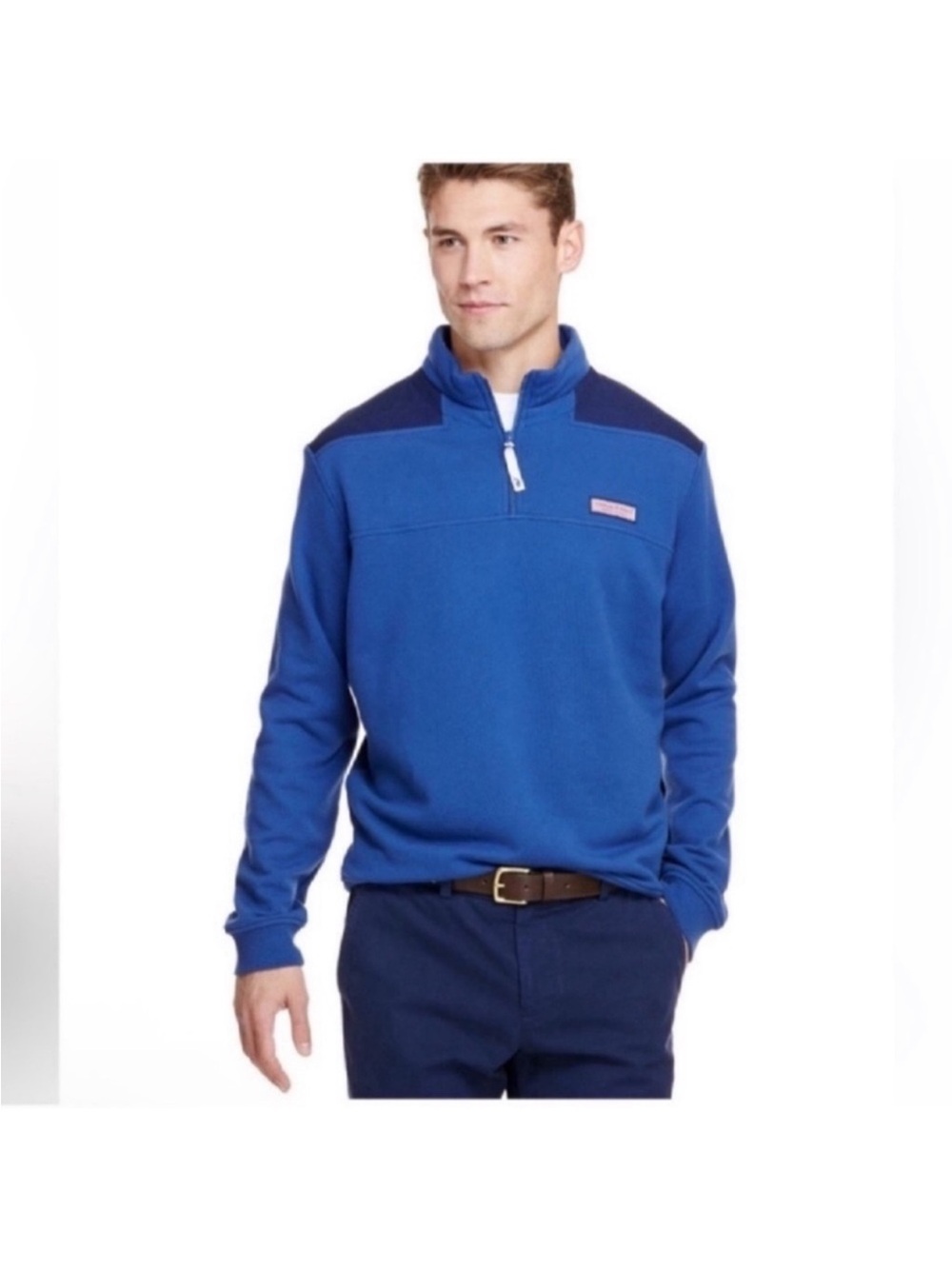 Vineyard Vines Men’s Shep Shirt Sweatshirt Sz M Blue Pink Quarter Zip